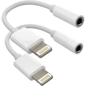 MFI Certified Lightning to 3.5mm AUX Audio Headphone Jack Cord Adapter, 2-Pack Connector Cable for iPhone 11/12, iPad