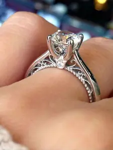 1 PC Romantic Cubic Zirconia Ring For Women For Wedding Engagement Party Jewelry Valentine's Day Gift