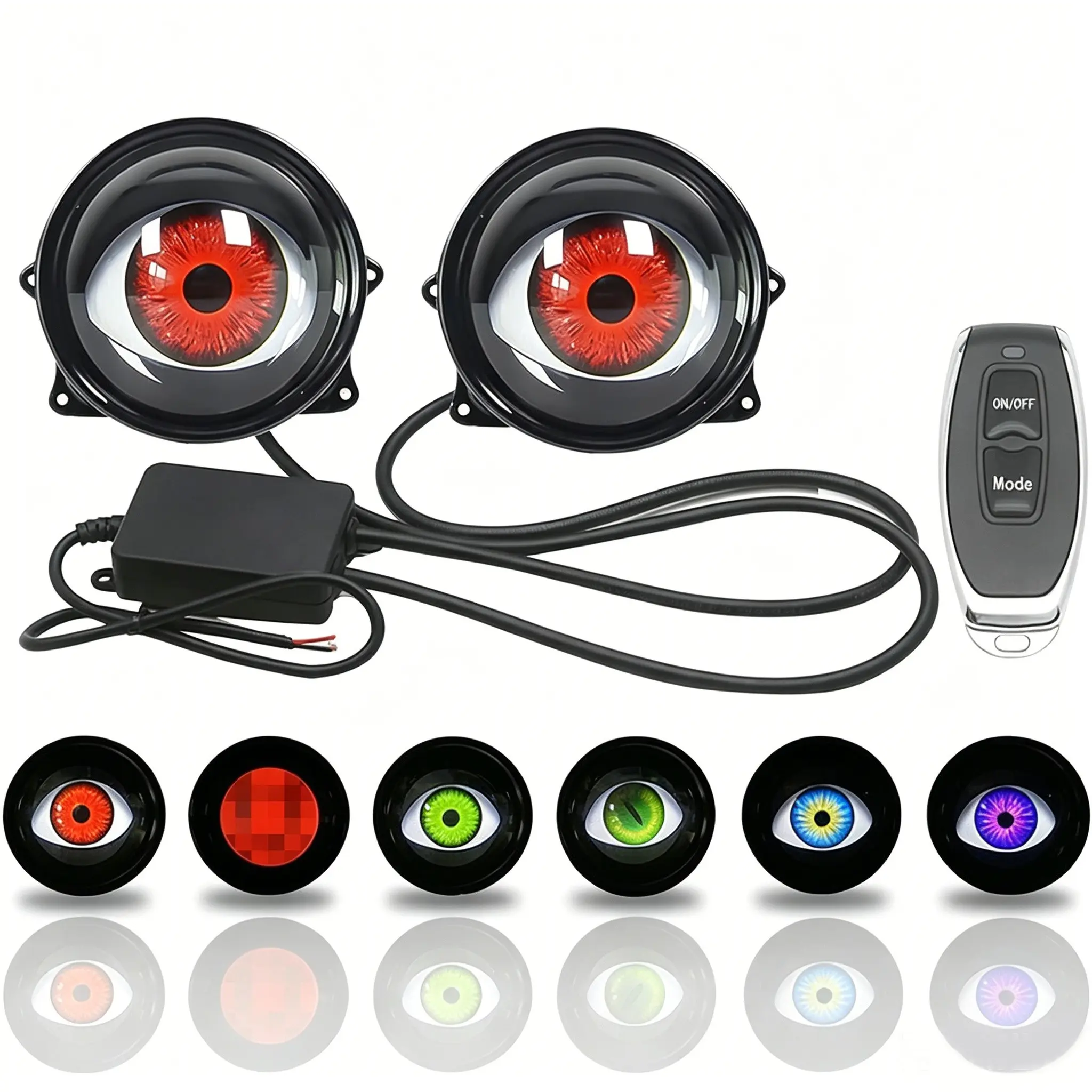 6-Module High-Pass Lens High-Brightness Dynamic LED Devil Eye Car Headlight with Adjustable Pattern Led Headlights
