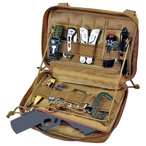 Tactical Folding Tool Storage Bag - MOLLE Cut-Design Pouch, EDC Medical Holder with Modular Accessories, Waist Attachment Option, Includes U.S. Patch (Bag Only)