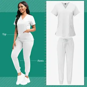 1 set of women’s polyester frosted apparel, fitted nurse uniform with patch pockets, high-quality professional clothing, nursing work accessories