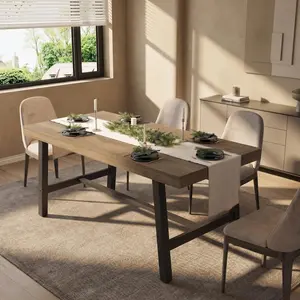 Garvee Industrial Dining Table for 4-6 People, 62.99" Large Wooden Kitchen Table with Sturdy Metal Frame, Long Rectangular Design for Dining Room and Kitchen, Rustic Pear Finish
