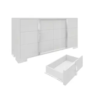 Amerlife 5-6 Drawer Modern Dresser - Glossy Finish 5 Drawer Cabinets, Large Organizer for Bedroom & Living Room, Premium Indoor Furniture for Christmas Gifts, Five Drawer Cabinets