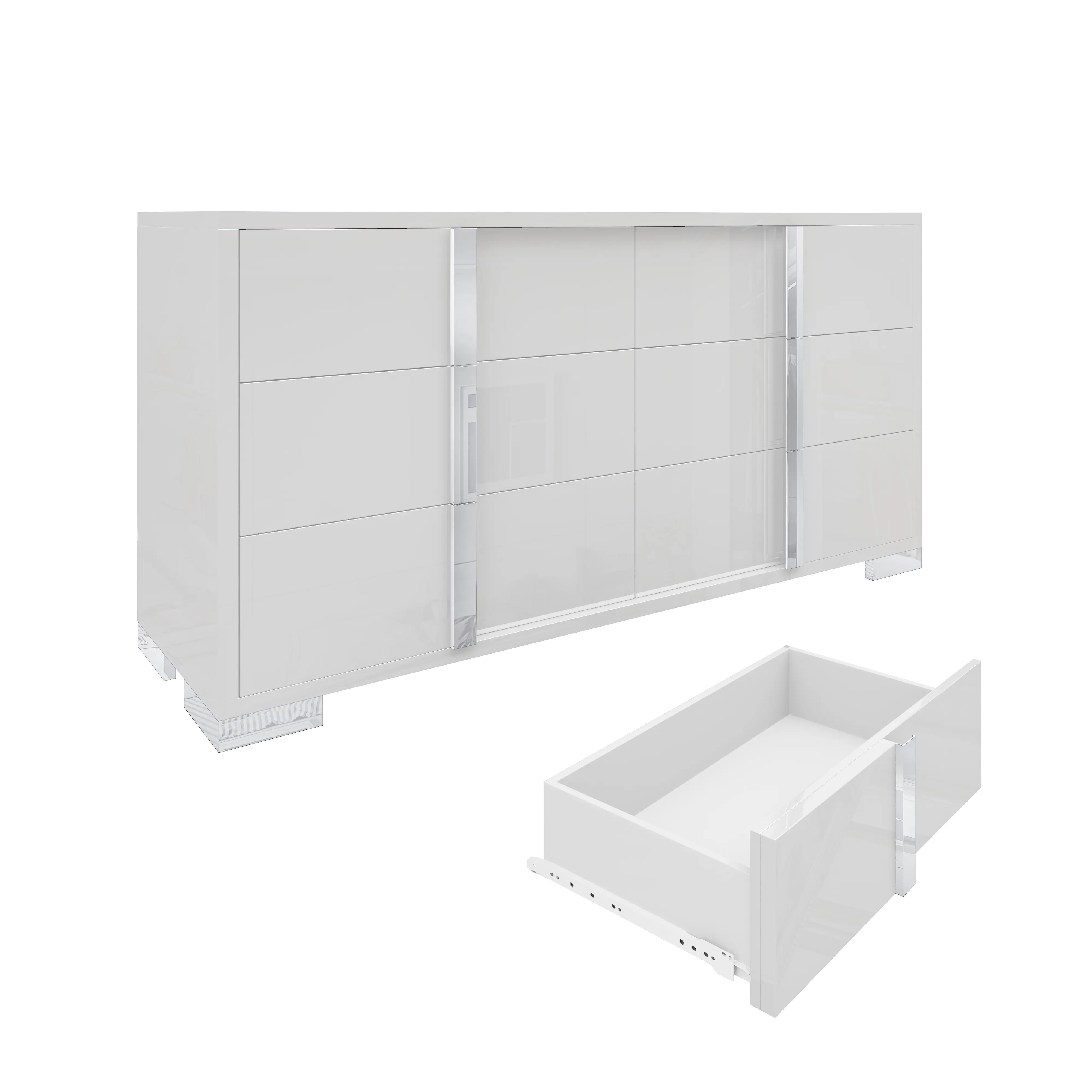 Amerlife 5-6 Drawer Modern Dresser - Glossy Finish 5 Drawer Cabinets, Large Organizer for Bedroom & Living Room, Premium Indoor Furniture for Christmas Gifts, Five Drawer Cabinets