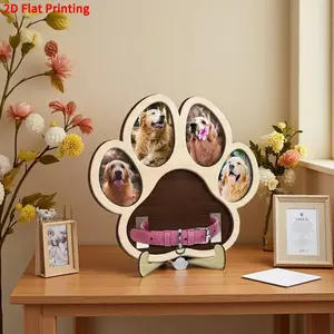 2D Flat Printing, Pet Memorial Wooden Photo Frame - A unique photo frame for animal lovers, with a stand and design, perfect as a sincere gift for people mourning their pets.
