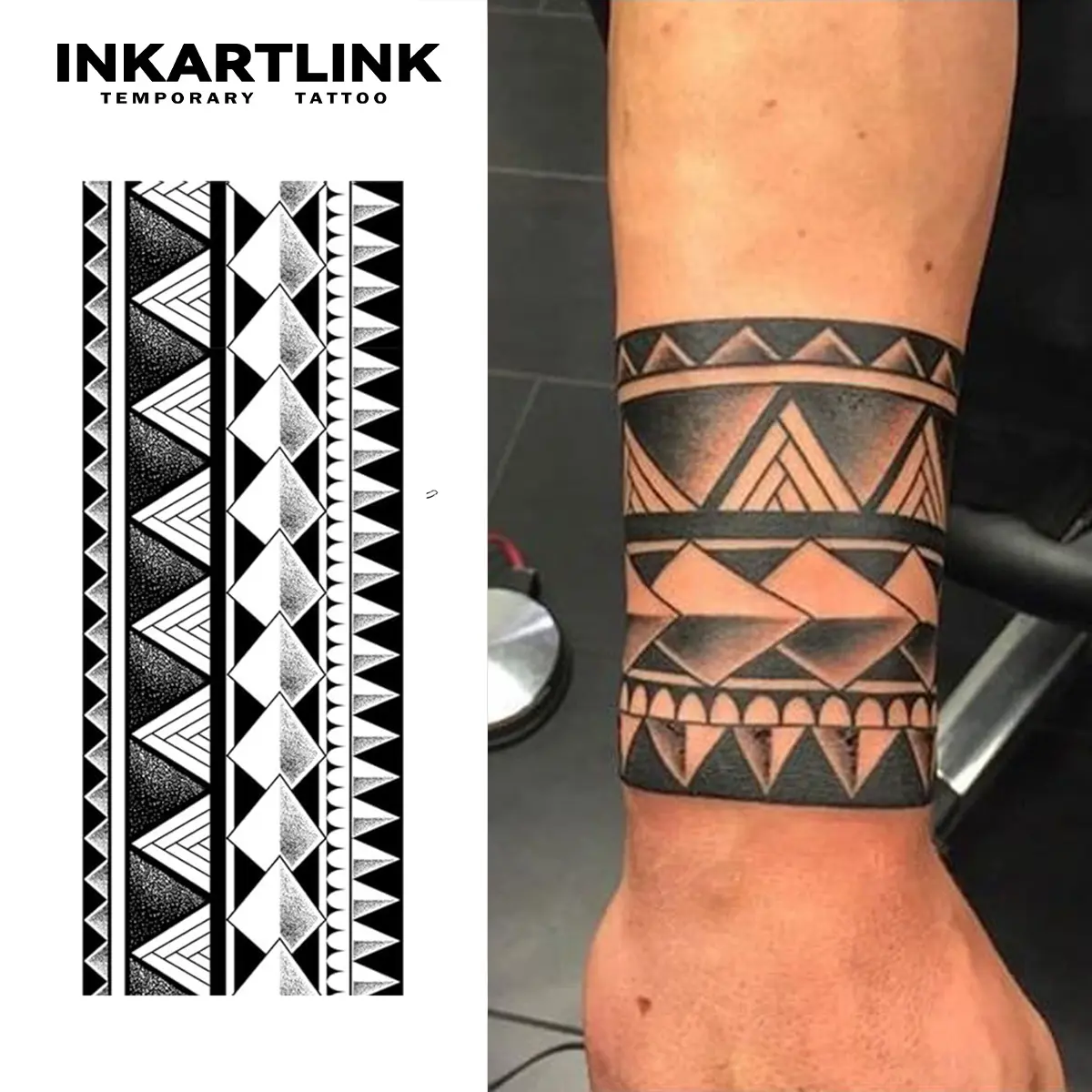 INKARTLINK 2 Sheets Semi-Permanent Temporary Tattoos, Lasts 1-2 Weeks, Waterproof Henna Style Armlet & Arm Ring Stickers, Realistic Look for Men and Women, Temporary Tattoo, Realistic Temporary Tattoos