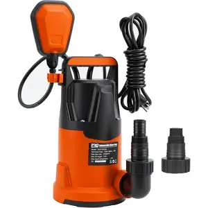 1HP Submersible Clean Water Pump, 3700GPH High Flow, 31ft Max Lift, Automatic Float , , for Draining Tanks, Basements, Pool