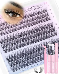 Wispy Lash Clusters Kit Natural Eyelash Clusters 10-12-14mm Lash Extensions Kit Fairy Cluster Eyelash Extensions Kit Wispy Eyelashes Clusters C Curl Individual Lashes Cluster Eyelash Kit