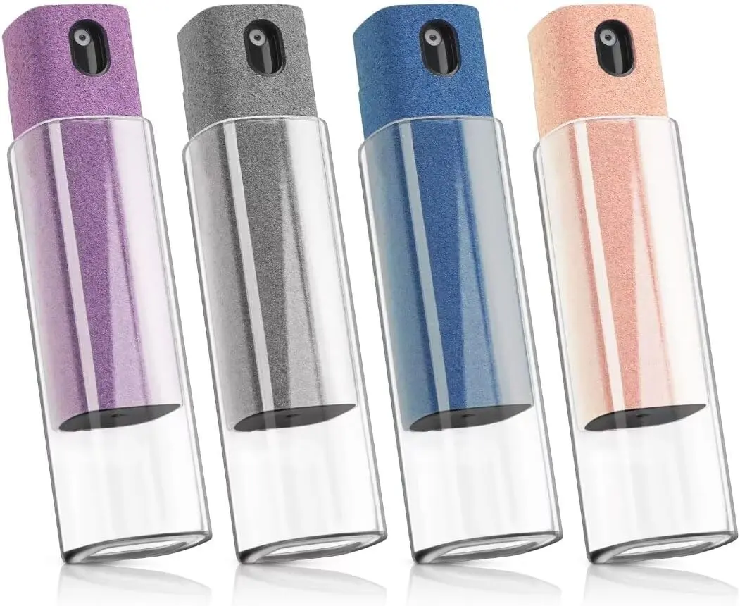 4 Pack 3-in-1 Design Touchscreen Cleaner Kit - 3.6 Inches Portable Reusable Bottle with Built-in Effective Cleaning Solution, Microfiber Cloth for Smartphone & Multiple Devices (Laptop, iPad, TV Monitor)