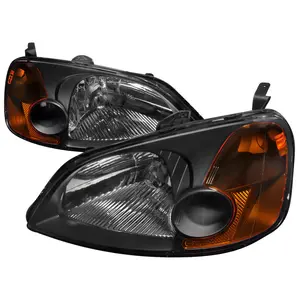 2001-2003 Honda Civic Factory Style Headlights (Matte Black Housing/Clear Lens)