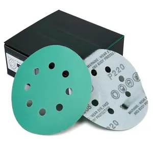 Sanding Discs 5 Inch 8 Hole 220  - Heavy-Duty Hook & Loop Wet Dry Film Sandpaper Discs - Very Fine Sand Paper for Random Orbital Sanders - , Automotive, Metal, etc - 50 Pack Box