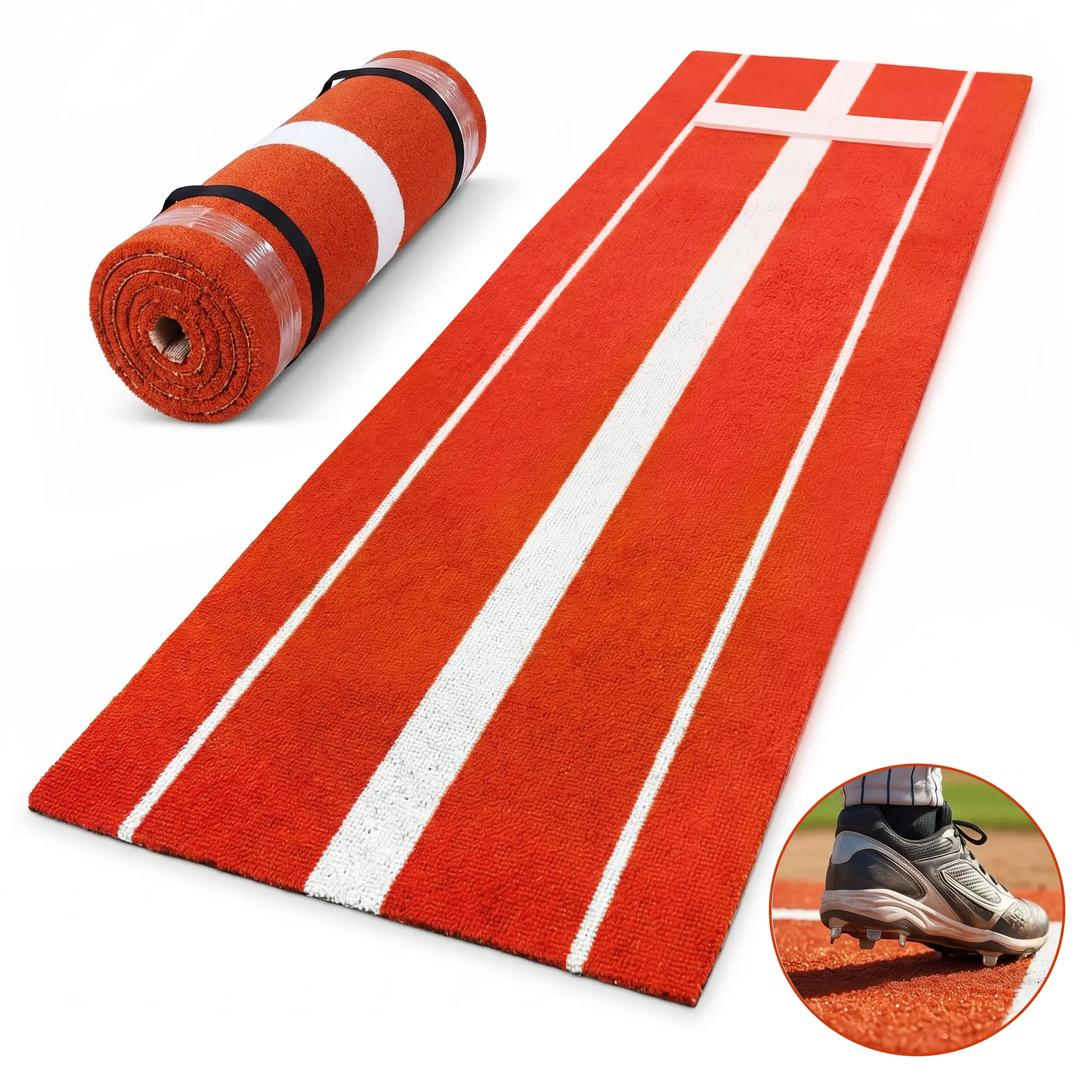 10x3ft Softball Training Mat with Durable Rubber Pitching Strip, Anti-Fade Turf & Non-Slip Foam Base, Pitching, Sliding & Fastpitch Practice for Indoor