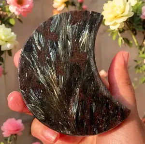 3.1''+ Natural Arfvedsonite Moon Rocks Fireworks Stone Chakra Reiki Mineral Specimens Home Desktop Decoration Ornament