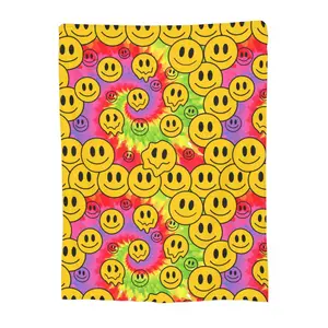 Funny Crazy Melt Smile Faces Merch Blanket Velvet Home Tie Dye 60s Throw Blankets Comfortable Soft for Outdoor Quilt