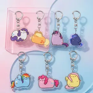 2/3/4/5/6/7 PCS Cute Anime Acrylic Keychains, 1.26 Inch Cartoon Pendants. High-quality, lightweight, portable bag & car key decorations with various patterns. Affordable lovely gifts, ideal for school and office.