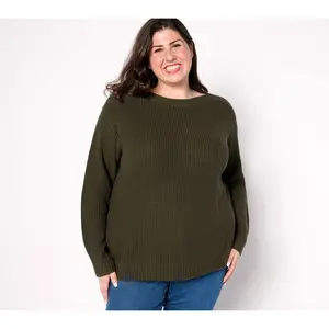 Belle Boho by Kim Gravel Shaker Knit Boatneck Sweater