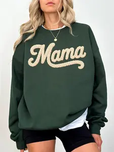 Mom's woven geometric printed fitted sweatshirt - Comfortable and casual mom gift pullover