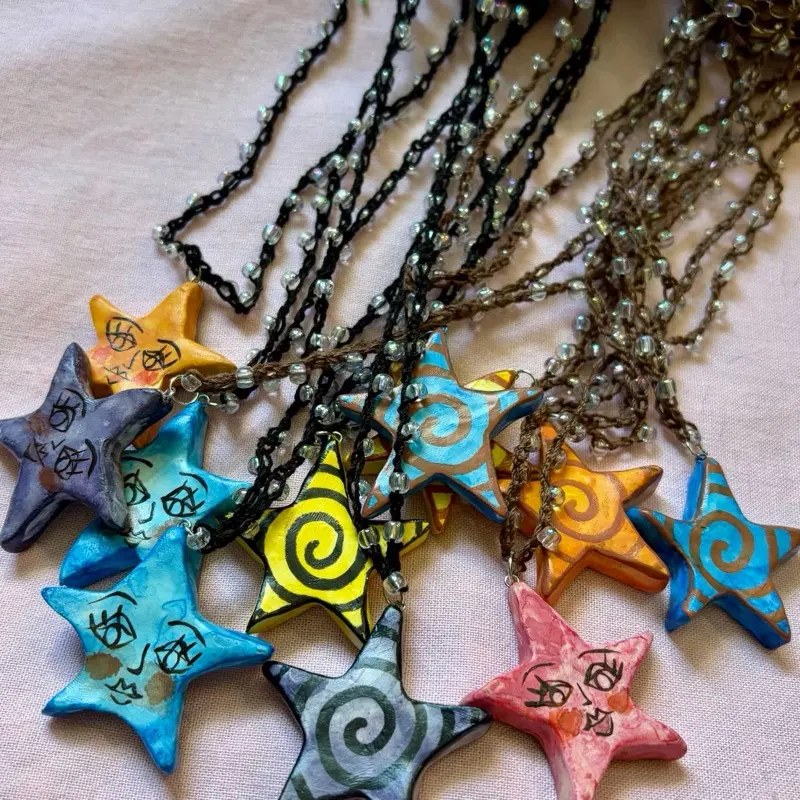 wonky star crochet necklace + double sided pendant