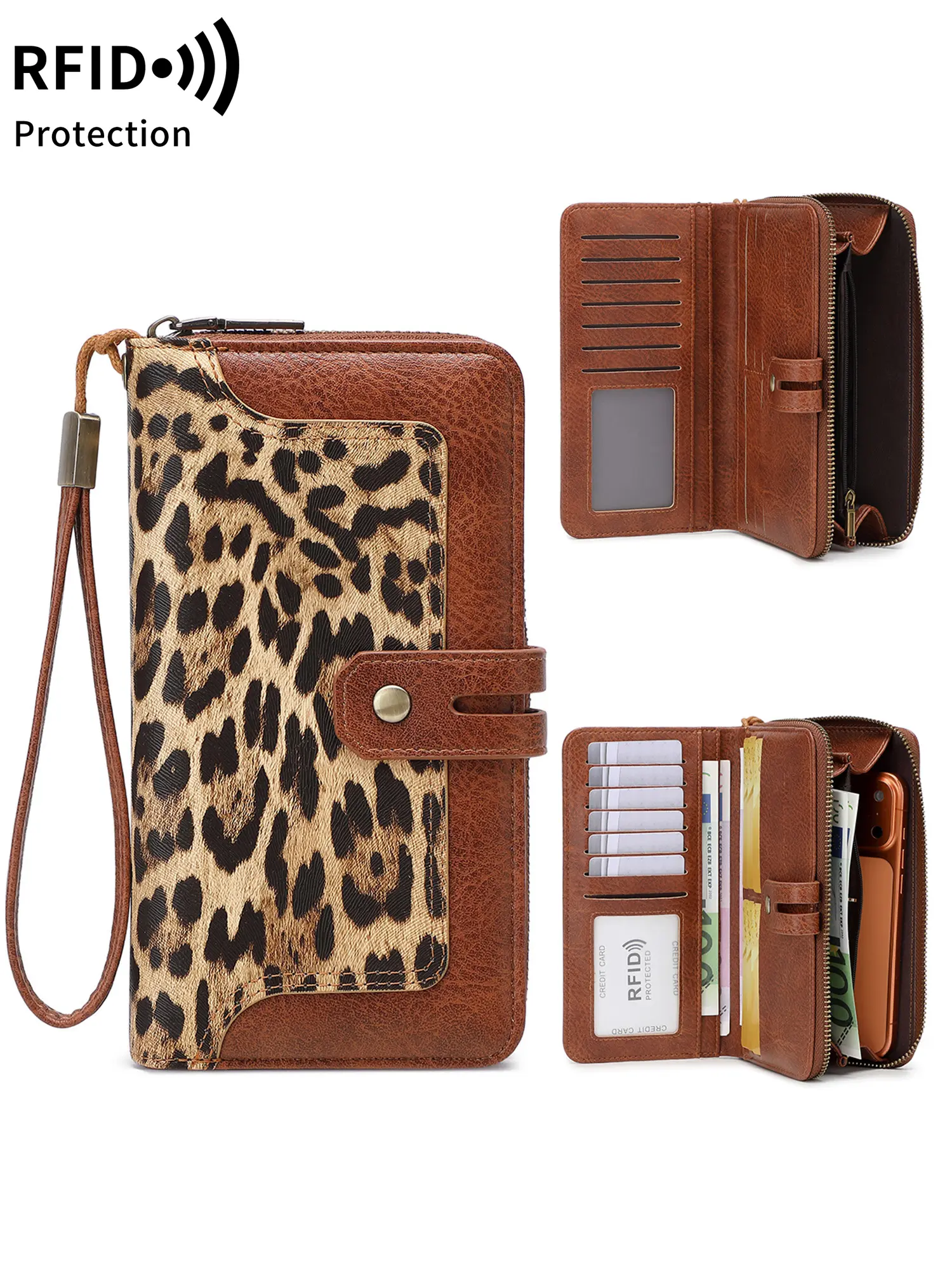 Women's RFID Blocking Credit Card Holder, Large Capacity Wristlet Design, Fashionable Durable Daily Accessory, Ideal Gift for Her, Christmas Gift, Valentine's Day Gift, Ideal Gift, Casual Card Holder, Cardholder, Credit Cards Holder
