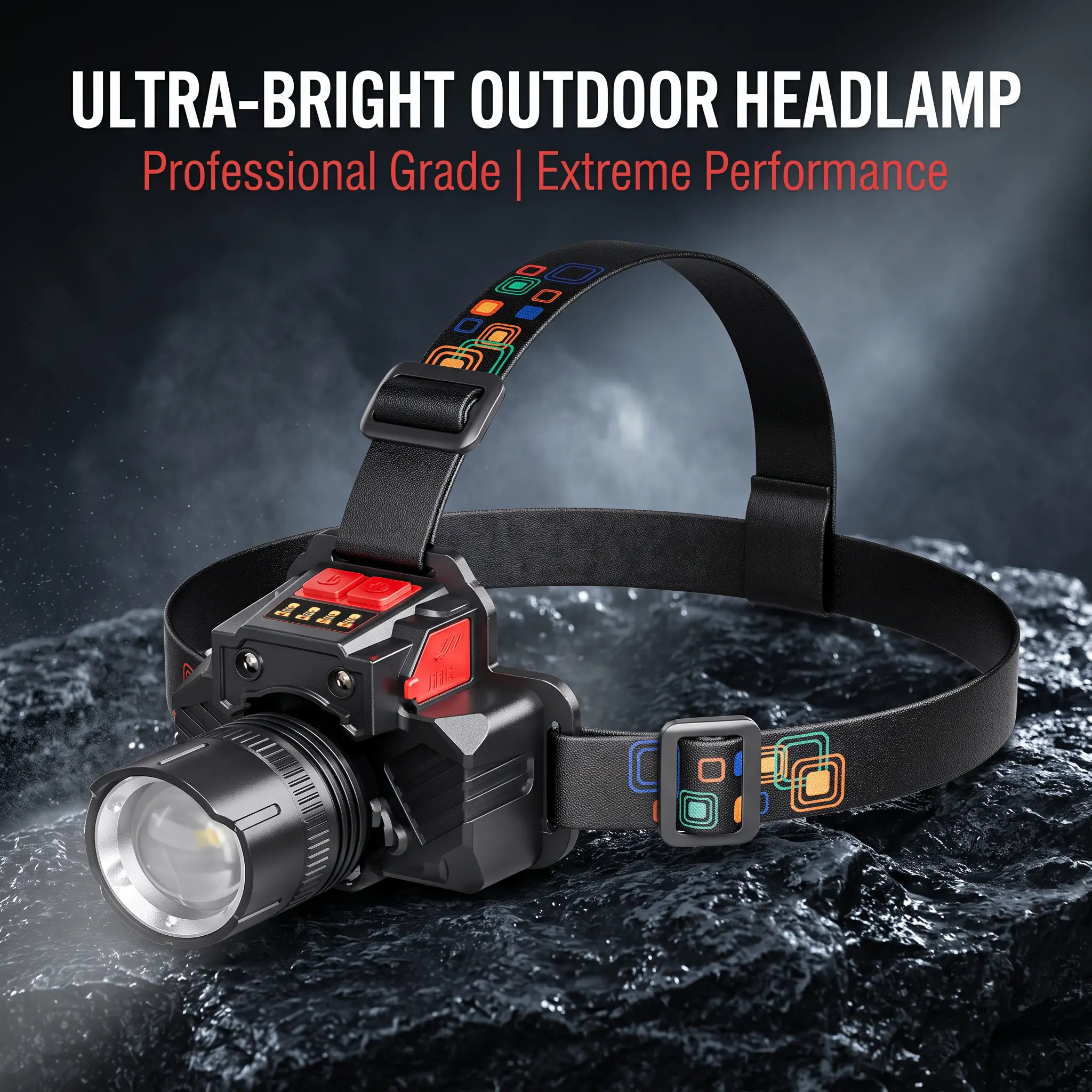 LED Rechargeable Headlamp, Ultra Bright Zoomable Head Light with Power Display, Waterproof Adjustable Headband Head Flashlight, Outdoor Headlamp for Camping, Hiking, Fishing, Running, Hunting, Working