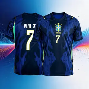 7# Vini JR 2026 Brazil National Away Short Sleeve Soccer Jersey Quick-Dry