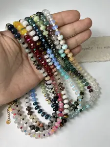Women's Natural Stone Beaded Necklace Boho Style Handmade Casual Jewelry for Daily Wear & Beach Vacation Accessories Vintage Bohemian Jewelry Daily Wear Accessory