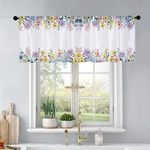 1Pc Watercolor Flowers in Spring printed kitchen curtains Window Curtain living room bedroom bathroom home decoration 54 * 18 inches