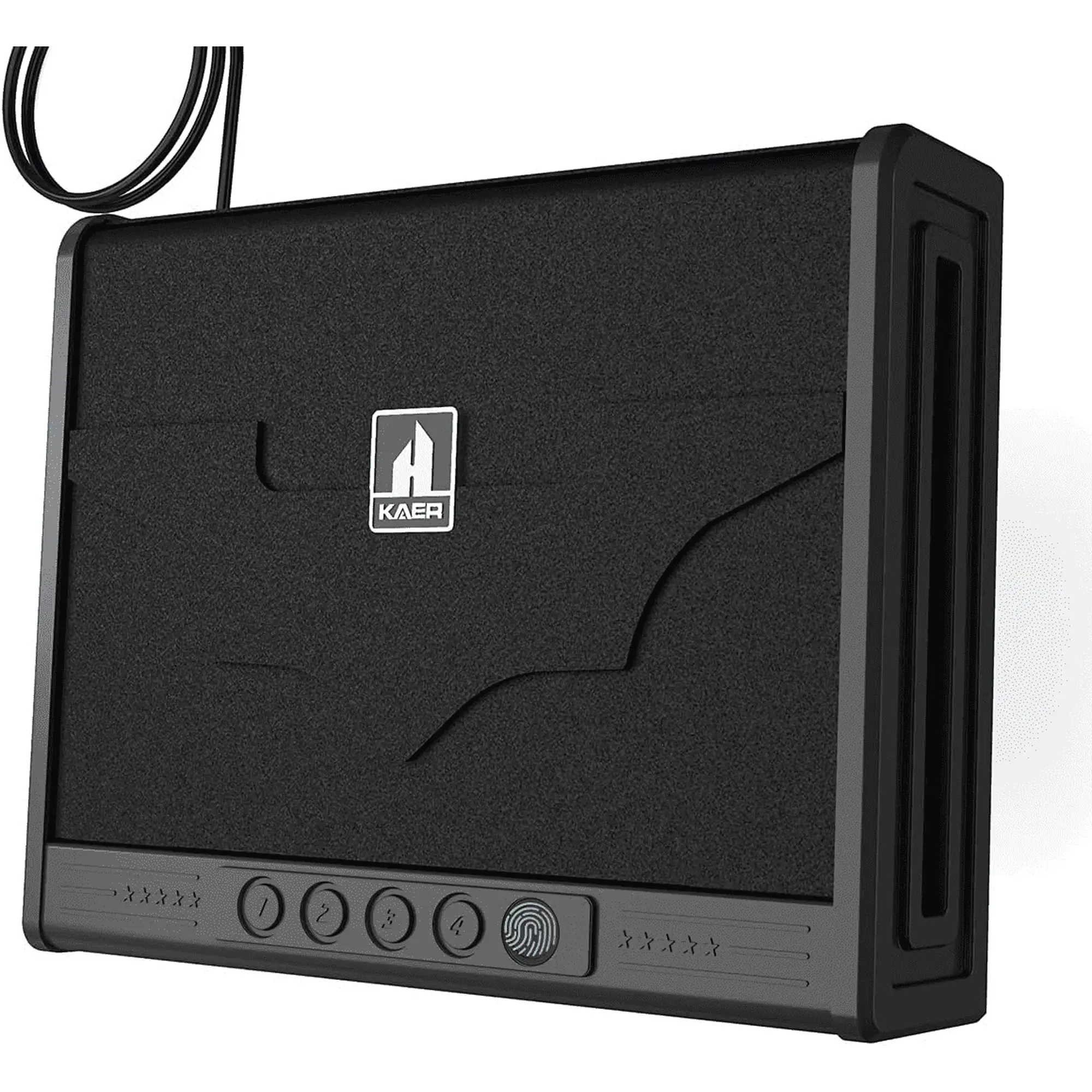 KAER Biometric Handgun Safe, 3 Unlock Methods Quick Access Fingerprint Safe Box, Heavy Duty Steel Anti-Theft Pistol Safe with Security Cable & Holster, Portable Security Storage for Car, Nightstand, Drawer & Home