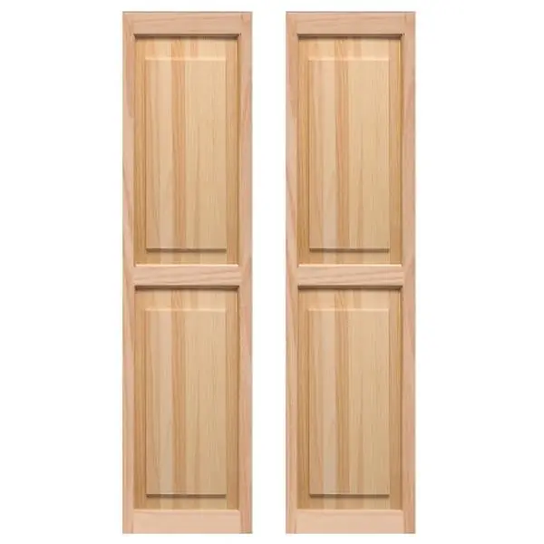 212 MAIN Raised Panel Estate Shutters, 15 x 55 in Unfinished Pine for Home Interior Decor, Heavy Frame with Classic Rails and Glued Construction, Stylish