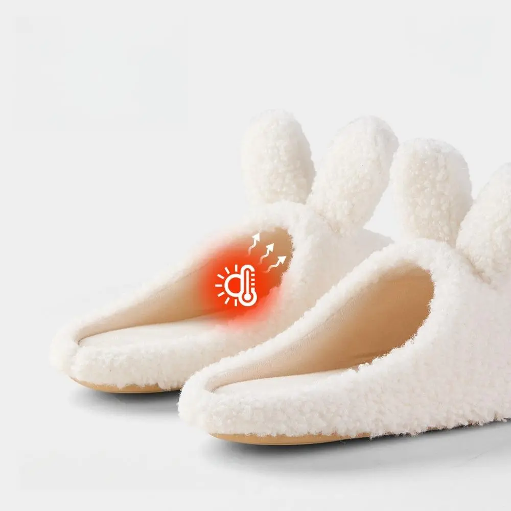 Women's Cartoon Miffy Cute Bunny Cotton Plush Slip-On Slippers - Autumn Winter Home Indoor Non-Slip Warm Closed-Toe Casual Footwear