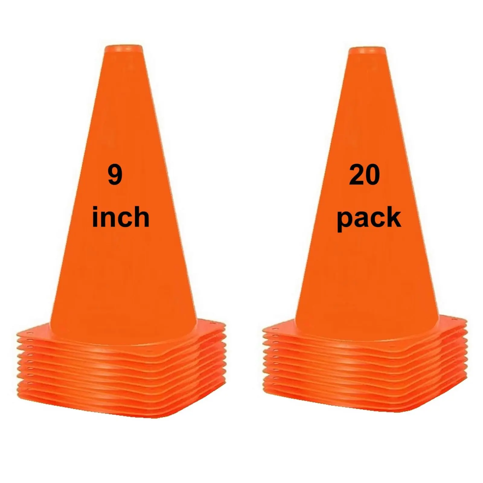 Soccer Cones (9 Inch 20 Pack)  Agility Sport Cone With Carry Bag For Drilling Football Basketball Field Markers