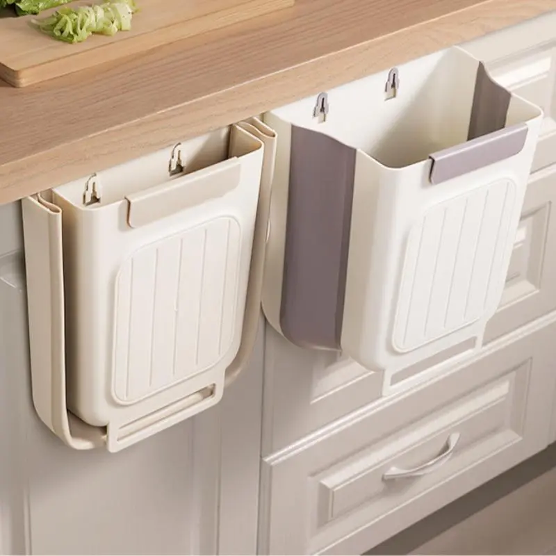 Foldable Kitchen Trash Can 11L, Collapsible Hanging Kitchen Trash Bin,Space-saving Hanging Garbage Can for Kitchen Cabinets, Kitchen Accessories,Trash Cans for Kitchen,Household Items.