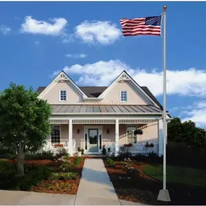 25FT Sectional Aluminum Flagpole + 2 US American Flag Pole Gold Ball Outdoor Kit