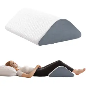 Knee Wedge Pillow for Post-Surgery Recovery Leg Elevation Support for Sleep Position, Alleviating Lower Back & Hip Pain, Enhancing Circulation in Ankles Legs, Triangle Pillow with Removable Cover