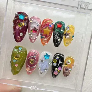 Handmade Star Press On Nails: Custom Gel Faux Acrylic Nails