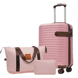 Luggage Sets 3 Piece Carry on Luggage 22x14x9 Airline Approved, Lightweight Hardshell ABS Suitcases with Wheels, 20 inch, Pink