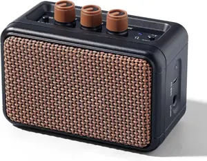 Mini Guitar Amplifier - 5W Dual Speaker BT  Guitar Amp Rechargeable , Clean/Overdrive Modes, Headphone Jack,Ideal for Practice & Performance (Black)