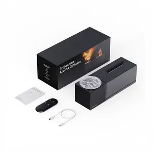 Ultrasonic Aromatherapy Humidifier with Colorful Projection Lamp, USB Essential Oil Diffuser, Flame Night Light, Timer, Remote Control，,Christmas gift