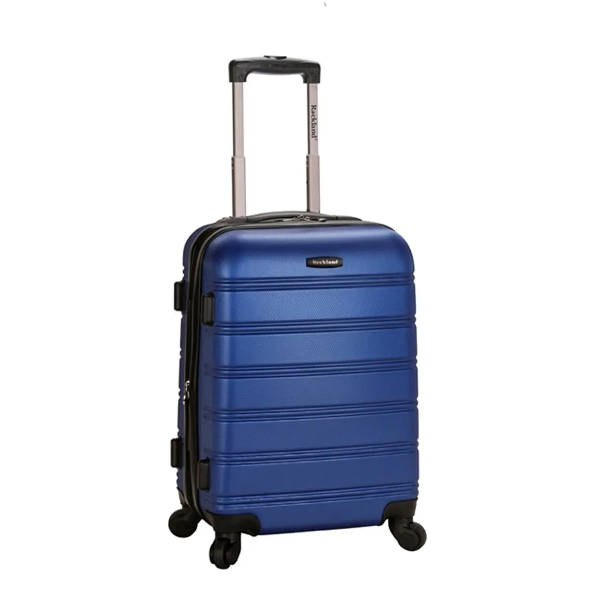 Rockland Melbourne 20-Inch Expandable ABS Hardside Shell Carry-On Luggage - Weight-Saving Portable Carry-On Bag, 4 Spinner Wheels, Blue, 20"x13"x10", Chrome Telescoping Handle, Modern, 7.5 Lbs, Unisex Adults, Travel Ready, Double Molded, On-the-Road Use