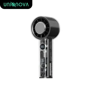 UNIQNOVA Handheld Portable Turbo Cooling Ice Fan with 100 Adjustable Speeds Digital Display Mini Personal Fan for Travel Beach Outdoors