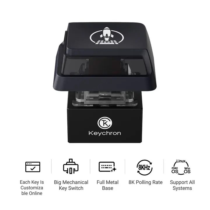 Keychron Q0 Mini 8K Action Key for Desk Setup, Single-Key Mechanical Macro Pad, 8000Hz Wired Type-C Programmable Custom Key, Open-Source 3D Printable Keycap, CNC Aluminum Base, RGB, Mac Windows Linux