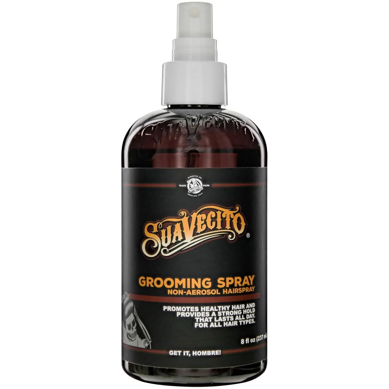 SUAVECITO Grooming Spray - Strong Hold & Medium Shine Non-Aerosol Hairspray for Men, for Textured, Wavy & Curly Hair, Classic Barber Scent, 8 oz Bottle, Curly Locks, Natural Curls, Dairy Free, Haircare, Male, Adults, Fine