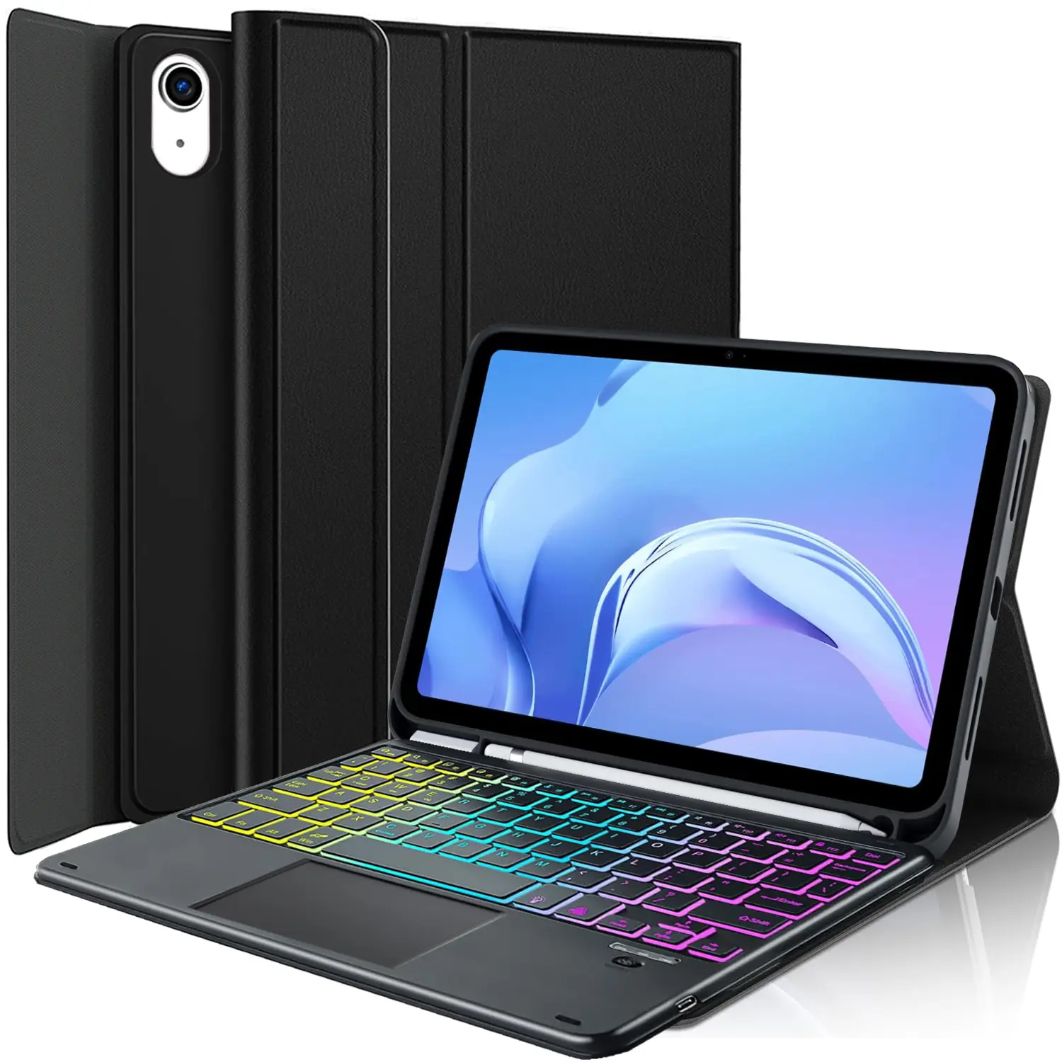 Touchpad Keyboard Case for iPad 11 A16/10th 10.9”&iPad Air 11 M4/M3/M2&iPad Air 10.9” 5th/4th&iPad 9th/ 8th/ 7th Gen 10.2”, Wineecy 3-Zone Backlit Wireless Multi-Touch Trackpad Keyboard with Slim Stand Cover Case