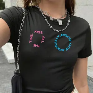 [Sale Up To 50%] Kiss All The Time. Disco, Occasionally. HS4 Baby Tee, Harry Styles Concert T-Shirt, Retro Print Tee, Y2K Trendy Slim Fit Crop Top
