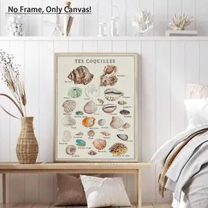 Sea Shell Pattern Unframed Painting, 1 Count Modern Fashion Style Wall Art, Modern Art Design, Graphic Prints, Wall Decor for Home Living Room Bedroom Office School, Decoration