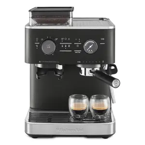KitchenAid Semi-Automatic Espresso Machine with Burr Grinder | Cast Iron Black
