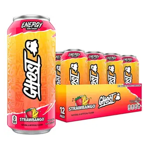 GHOST Zero Sugar Energy Drink, Strawbango, 16 oz Can, 12 Pack
