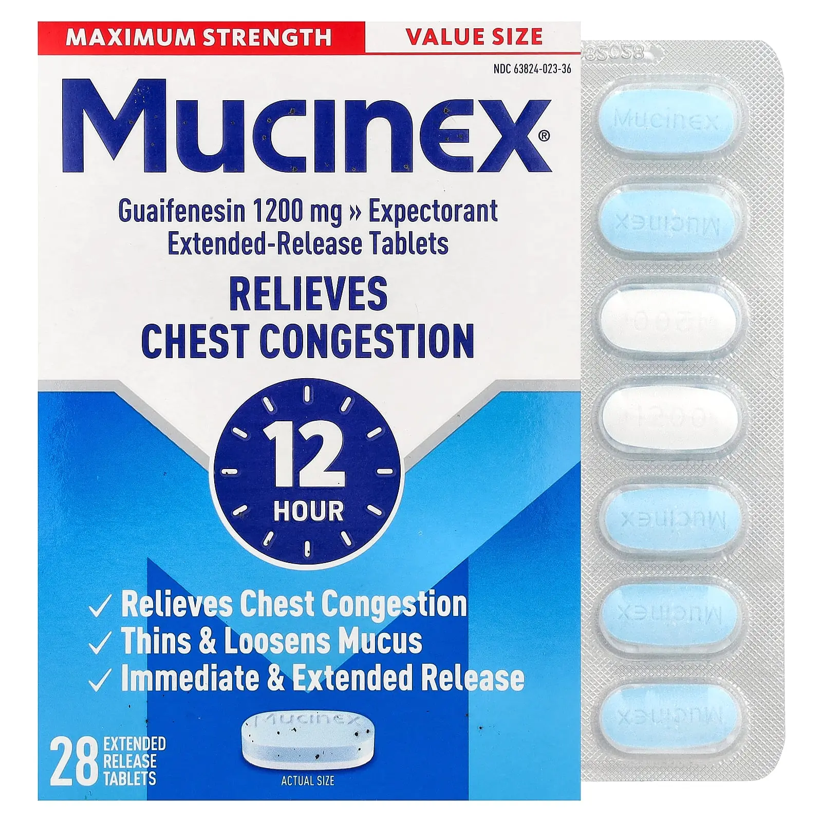 Mucinex Expectorant, Maximum Strength, 1,200 mg, 28 Extended-Release Bi-Layer Tablets | HSA/FSA Eligible