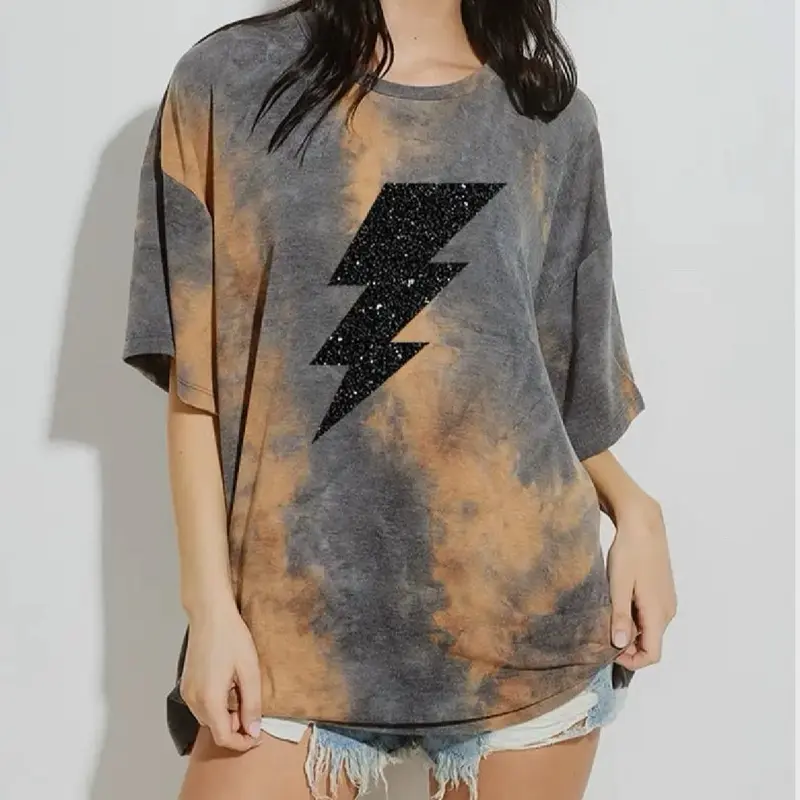 Lightning Tie-dye Glitter Oversized Top