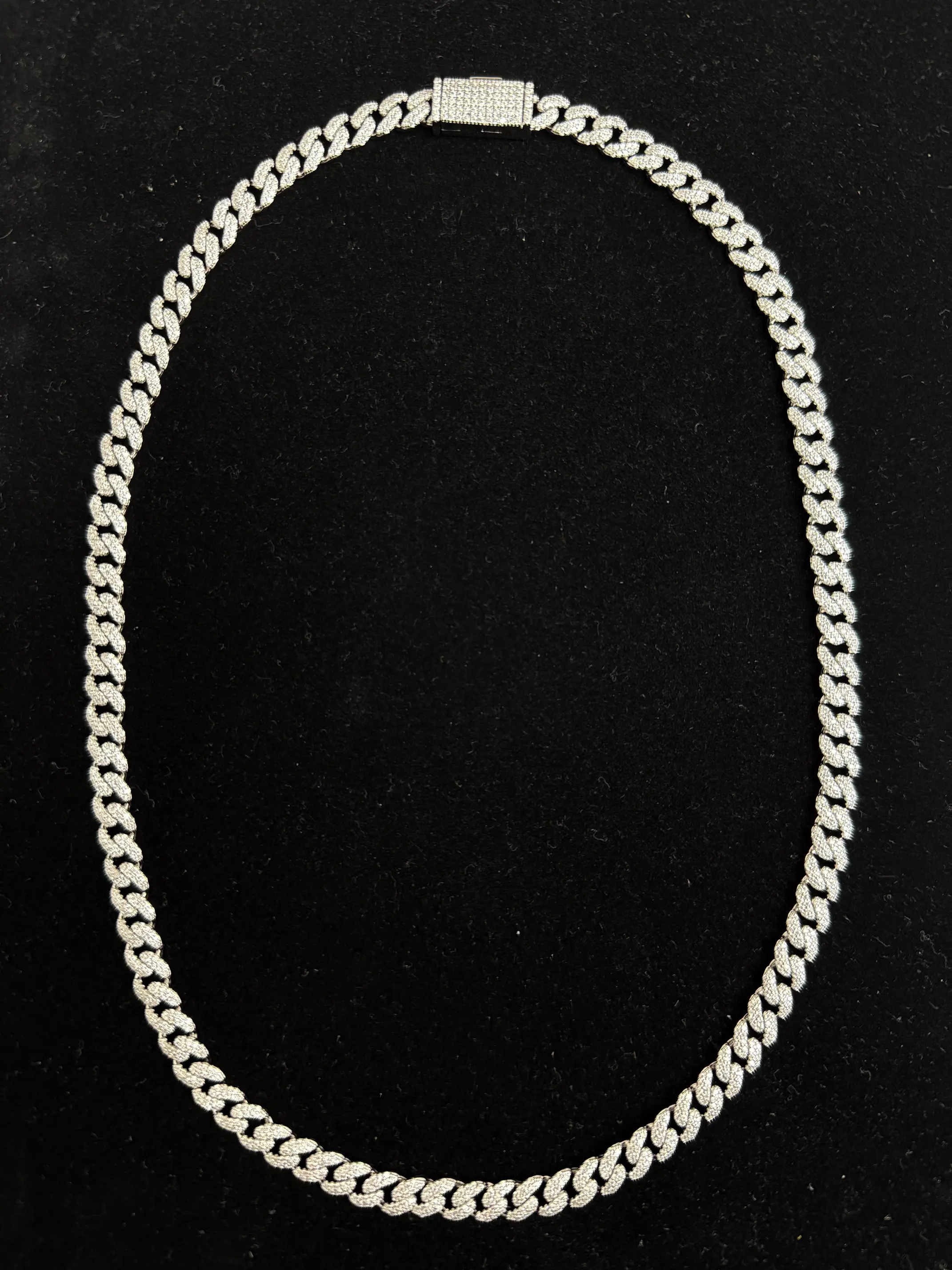 AXNT Solid 925 Sterling Silver 6MM Moissanite Cuban Chain